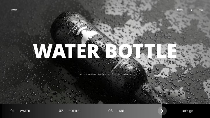 Templat Label Botol Air Nada Senyap Hitam dan Putih yang Elegan