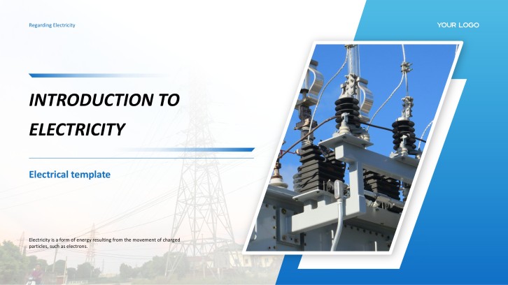 Simple White and Blue Electricity Powerpoint Template