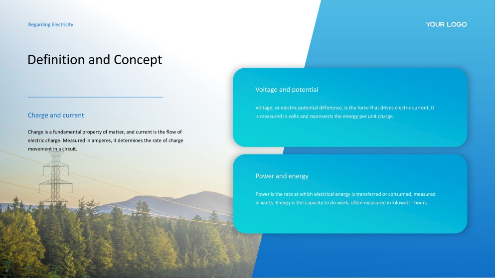 Template Powerpoint Listrik Putih dan Biru Sederhana