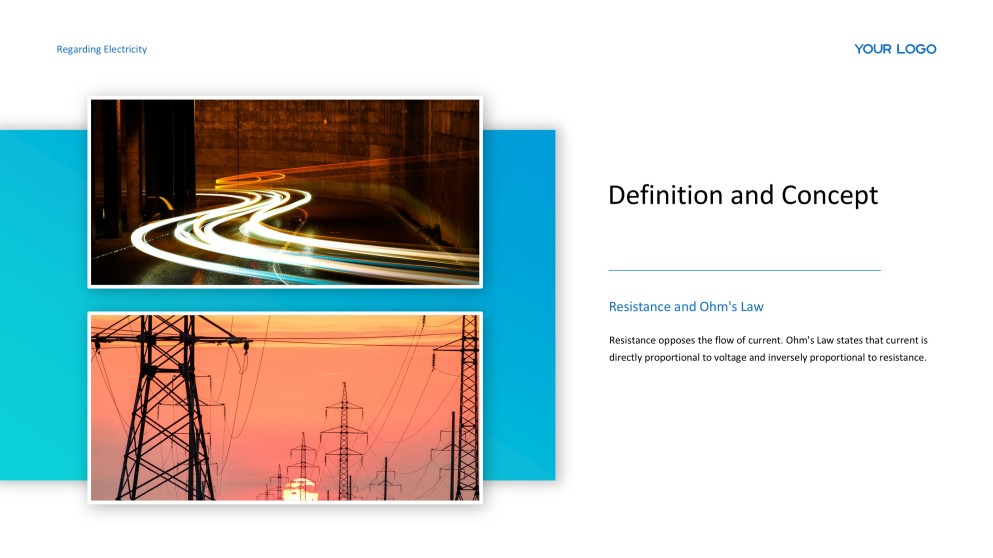 Template Powerpoint Listrik Putih dan Biru Sederhana