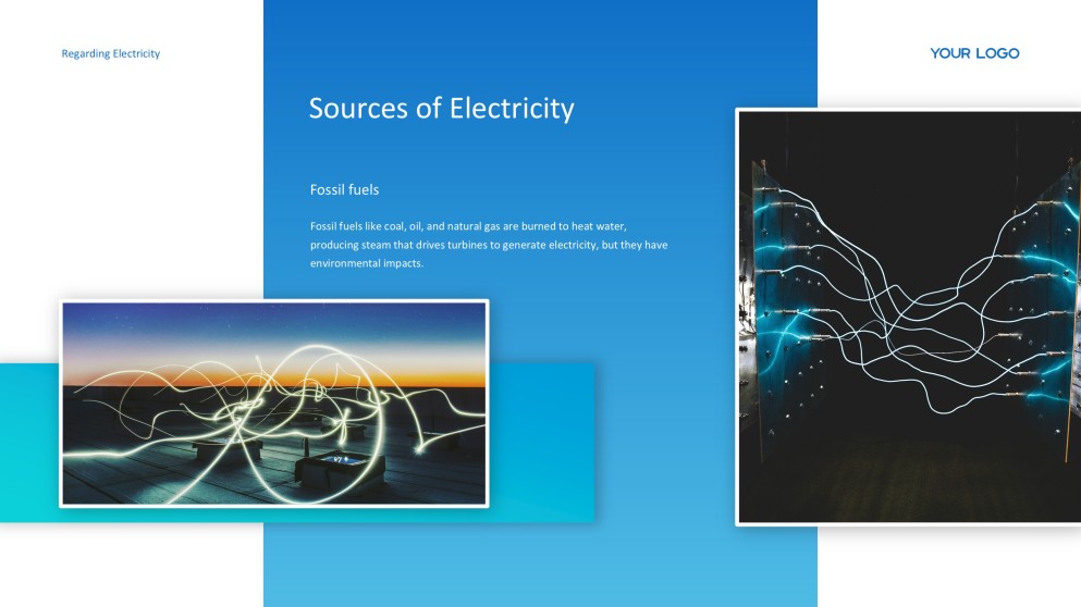 Template Powerpoint Listrik Putih dan Biru Sederhana