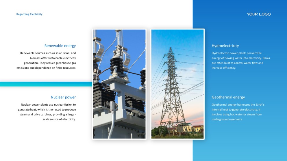 Template Powerpoint Listrik Putih dan Biru Sederhana