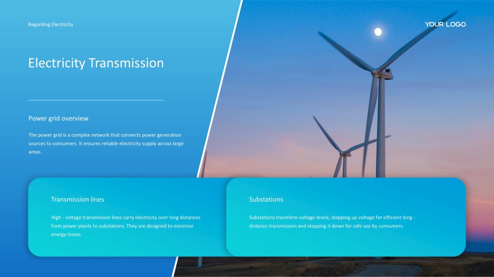 Template Powerpoint Listrik Putih dan Biru Sederhana