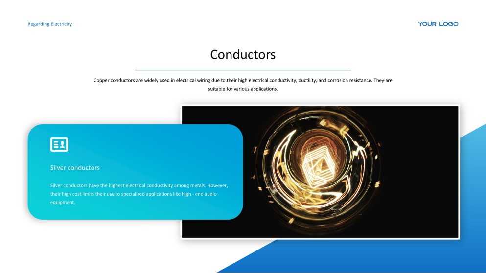 Template Powerpoint Listrik Putih dan Biru Sederhana