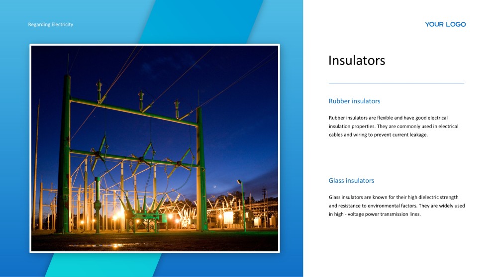 Template Powerpoint Listrik Putih dan Biru Sederhana