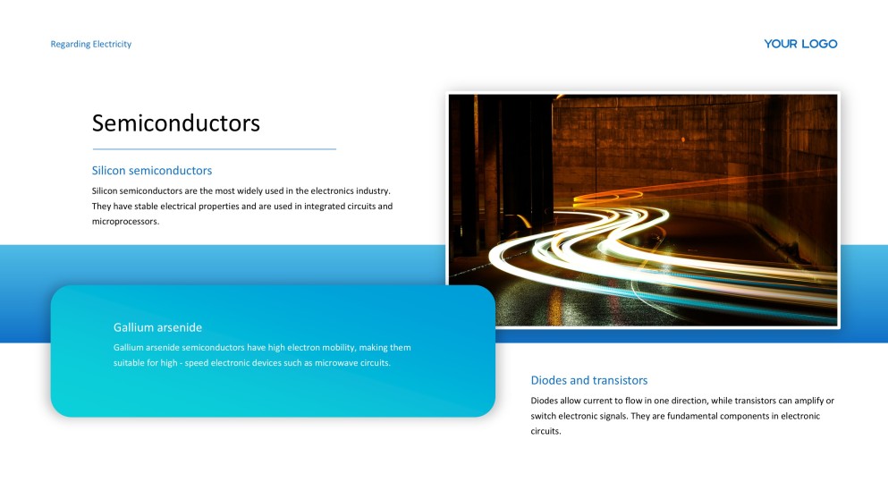 Template Powerpoint Listrik Putih dan Biru Sederhana