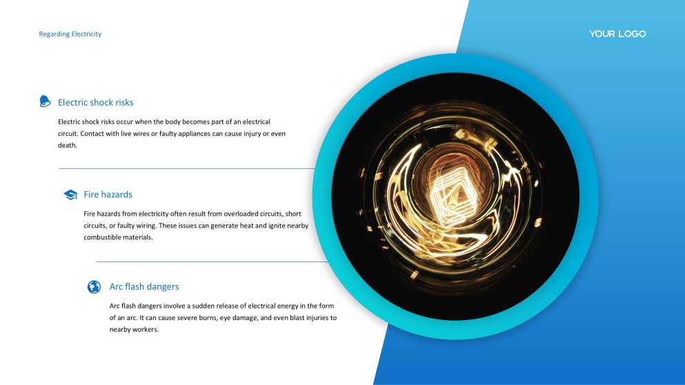 Template Powerpoint Listrik Putih dan Biru Sederhana