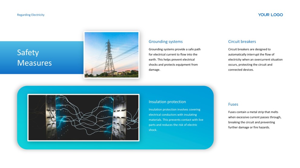 Template Powerpoint Listrik Putih dan Biru Sederhana
