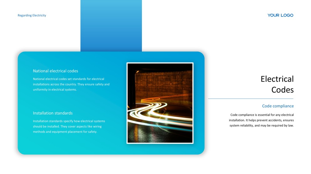 Template Powerpoint Listrik Putih dan Biru Sederhana