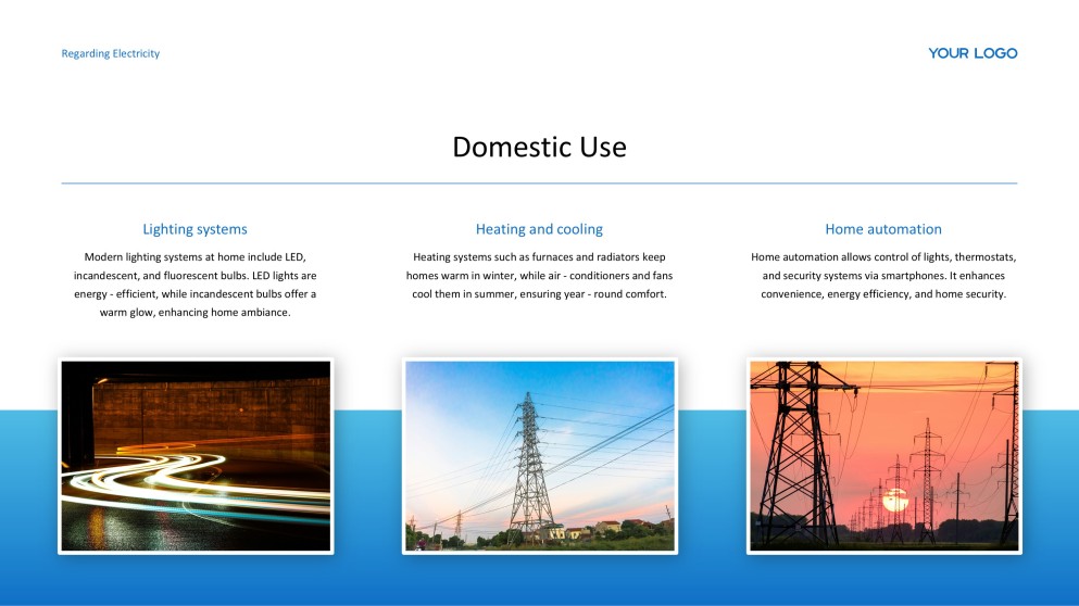 Template Powerpoint Listrik Putih dan Biru Sederhana
