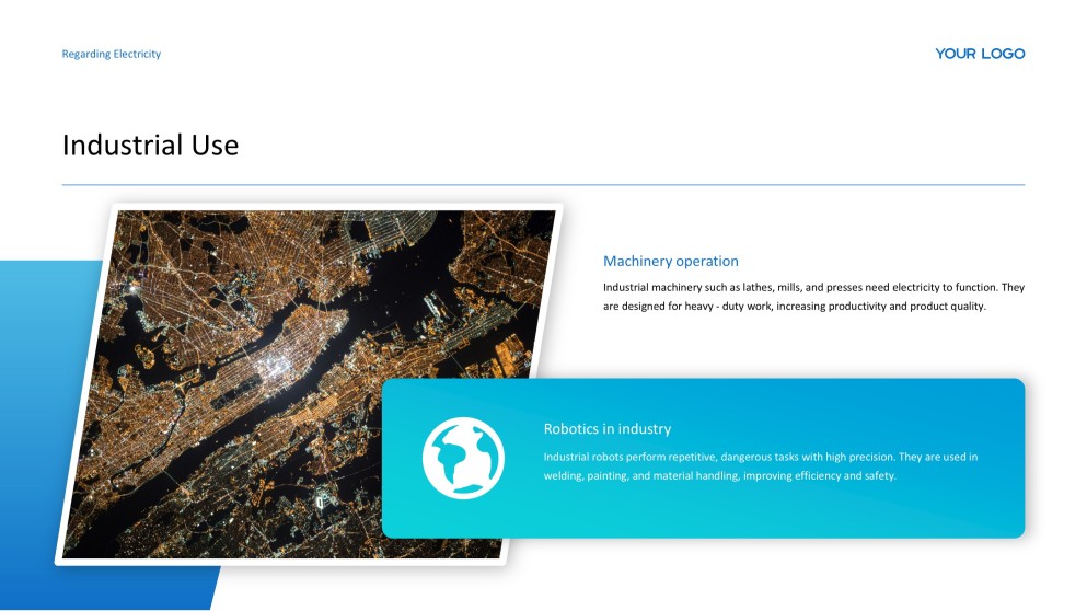 Template Powerpoint Listrik Putih dan Biru Sederhana