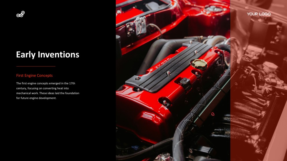 Red and Black Industrial Style Internal Combustion Engine PPT Template