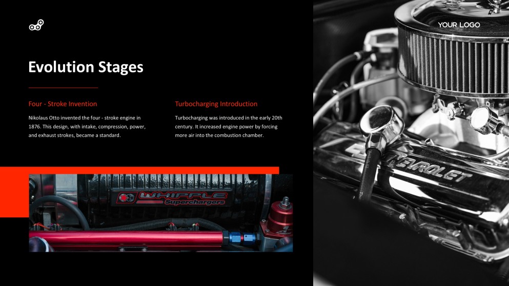 Red and Black Industrial Style Internal Combustion Engine PPT Template