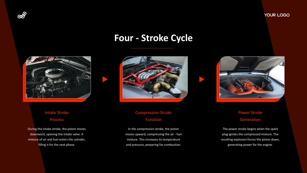 Red and Black Industrial Style Internal Combustion Engine PPT Template