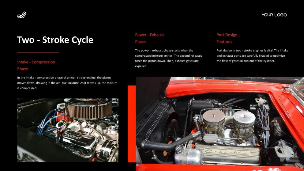 Red and Black Industrial Style Internal Combustion Engine PPT Template