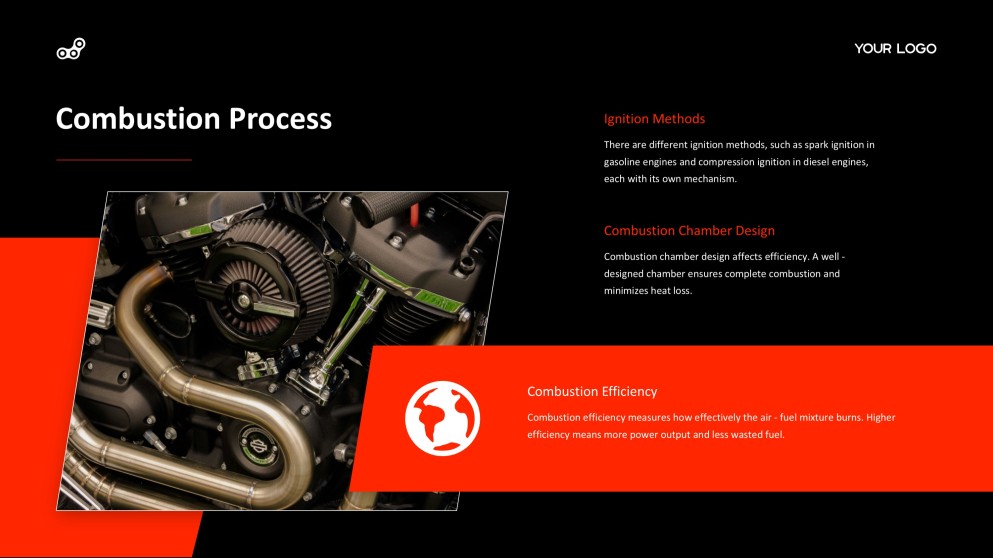 Red and Black Industrial Style Internal Combustion Engine PPT Template