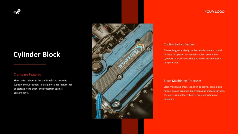 Red and Black Industrial Style Internal Combustion Engine PPT Template