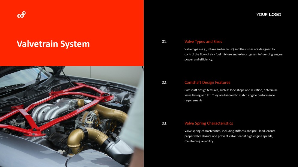 Red and Black Industrial Style Internal Combustion Engine PPT Template