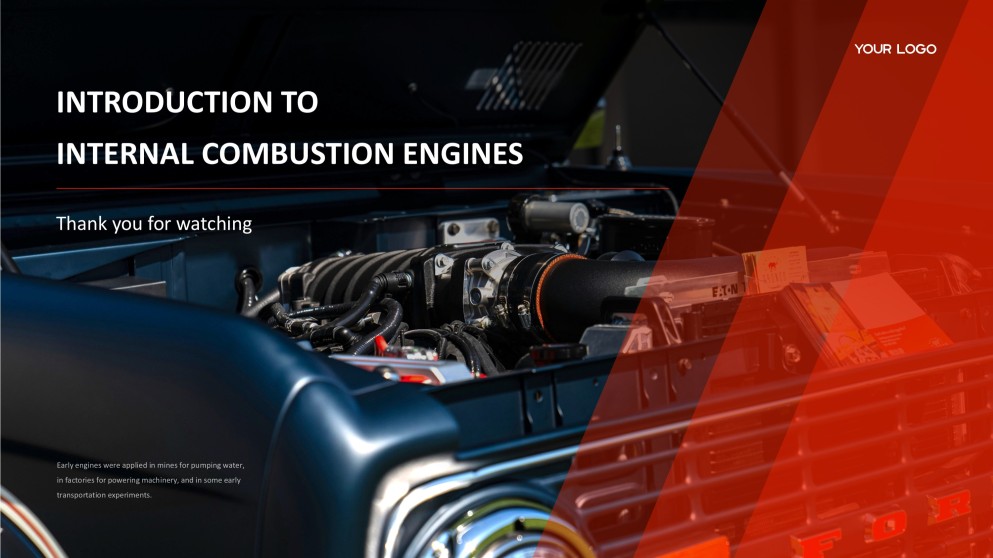 Red and Black Industrial Style Internal Combustion Engine PPT Template