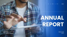 Plantilla de PPT del Informe Anual Azul con Atractivo Visual Profesional para Negocios