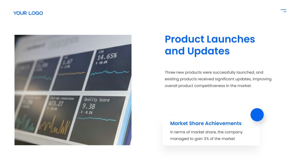 Plantilla de PPT del Informe Anual Azul con Atractivo Visual Profesional para Negocios
