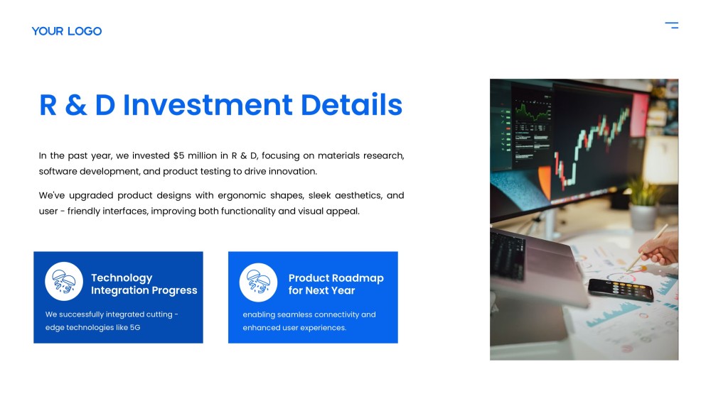 Plantilla de PPT del Informe Anual Azul con Atractivo Visual Profesional para Negocios