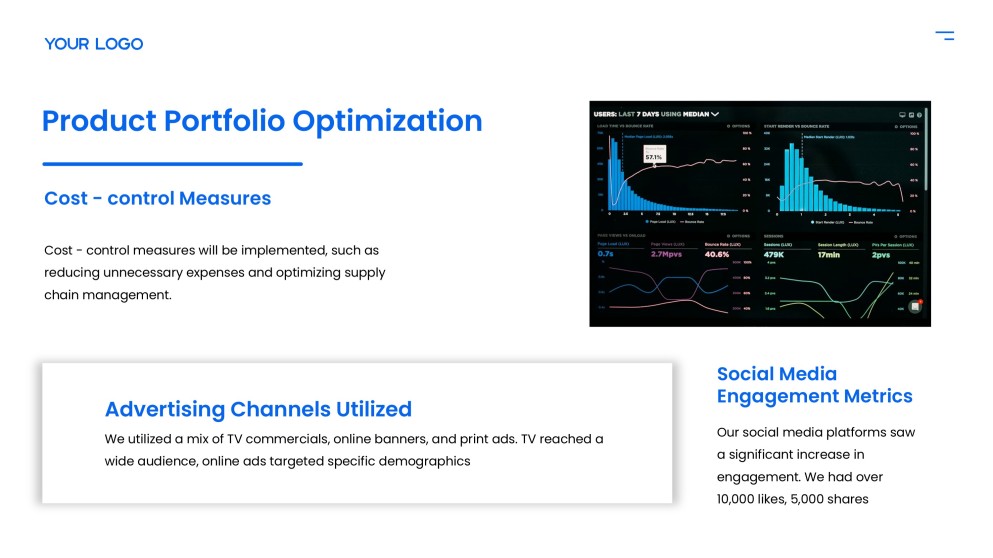 Plantilla de PPT del Informe Anual Azul con Atractivo Visual Profesional para Negocios