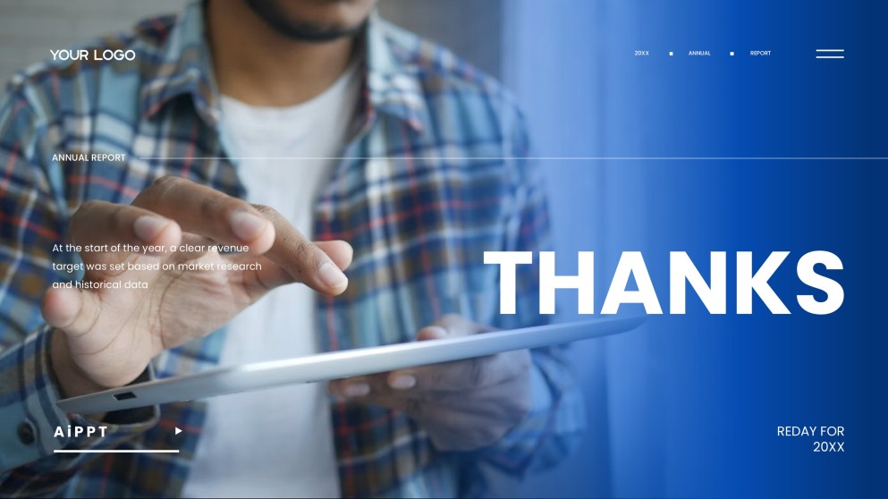 Plantilla de PPT del Informe Anual Azul con Atractivo Visual Profesional para Negocios