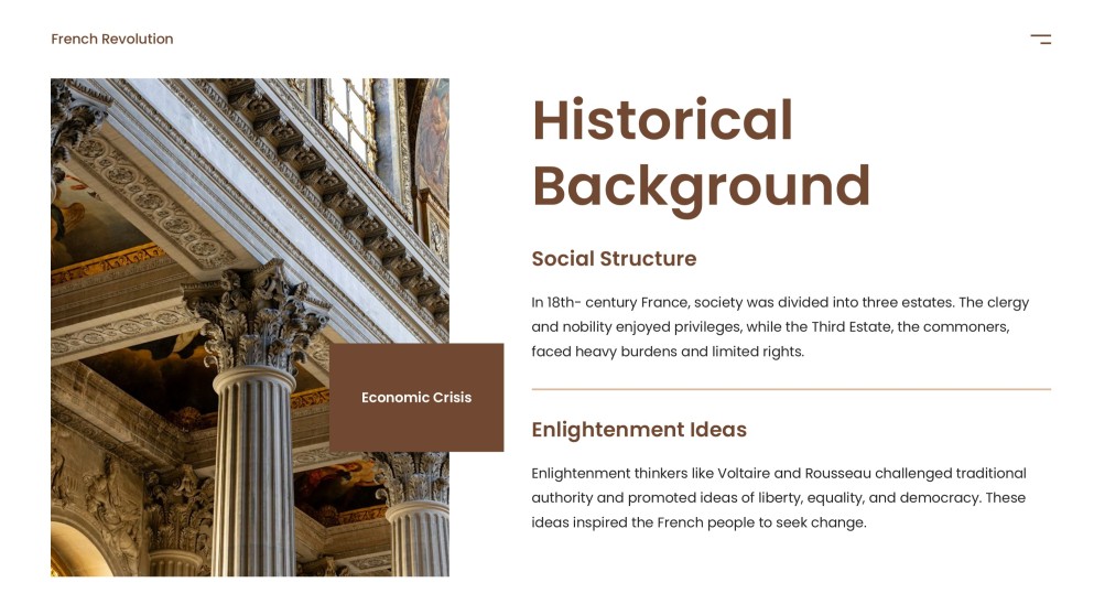 Brown Classic Minimalist French Revolution PPT Template for History