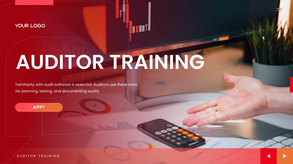 Template Presentasi Pelatihan Audit Internal Profesional Berwarna Merah