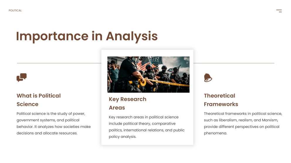 Template PPT Ilmu Politik Coklat-Kuning dengan Dekorasi Klasik