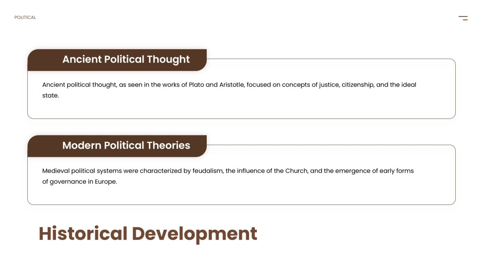 Template PPT Ilmu Politik Coklat-Kuning dengan Dekorasi Klasik