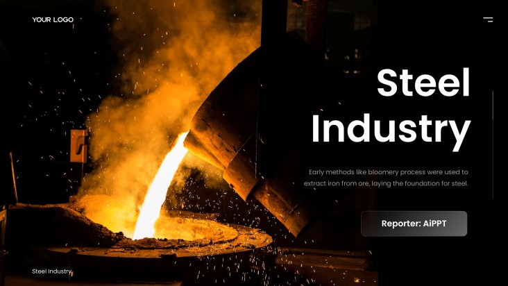 Черный промышленный макет шаблона PPT для металлургической промышленности