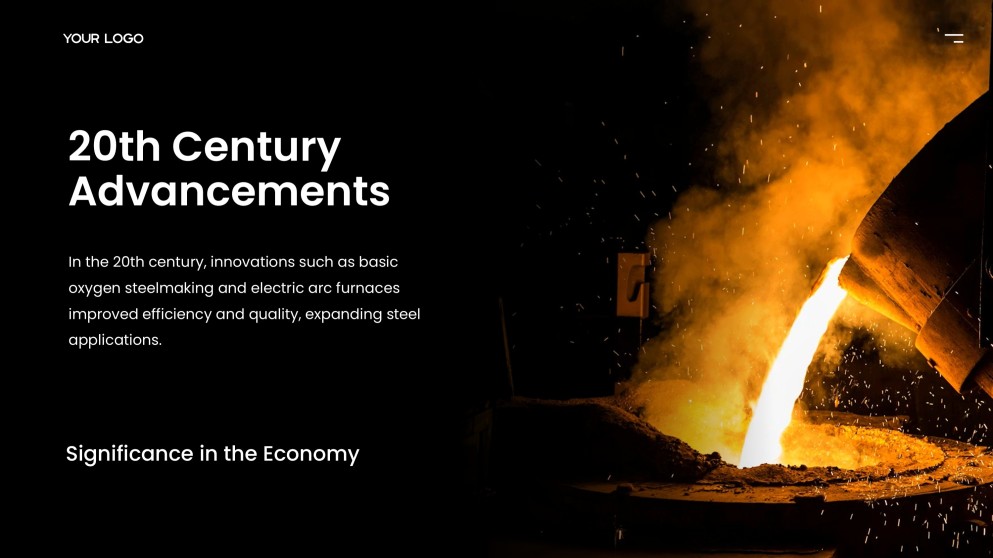 Черный промышленный макет шаблона PPT для металлургической промышленности