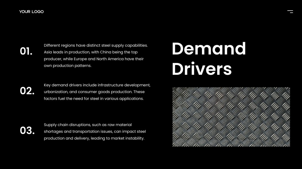 Черный промышленный макет шаблона PPT для металлургической промышленности