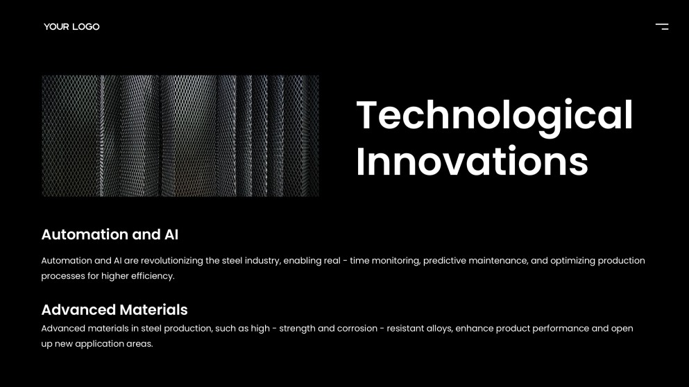 Черный промышленный макет шаблона PPT для металлургической промышленности