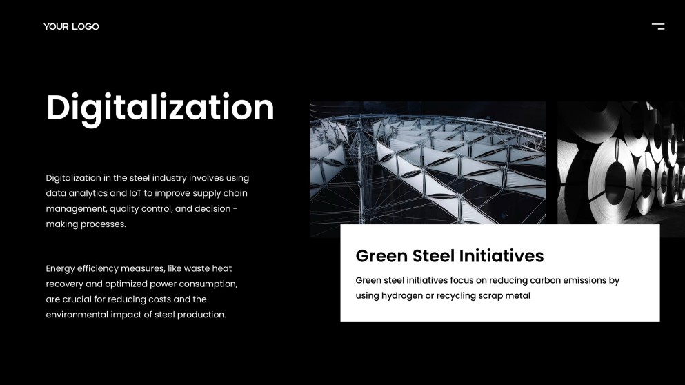 Черный промышленный макет шаблона PPT для металлургической промышленности