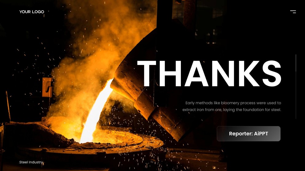 Черный промышленный макет шаблона PPT для металлургической промышленности