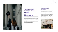 Templat PowerPoint Graduasi Ungu menampilkan Gradien Pemandangan Kampus