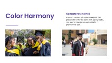 Templat PowerPoint Graduasi Ungu menampilkan Gradien Pemandangan Kampus