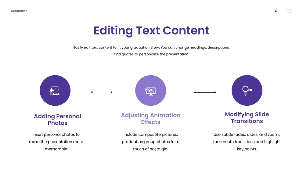 Templat PowerPoint Graduasi Ungu menampilkan Gradien Pemandangan Kampus