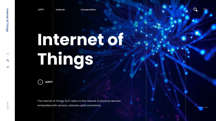 Deep Blue Futuristic Internet of Things PPT Template