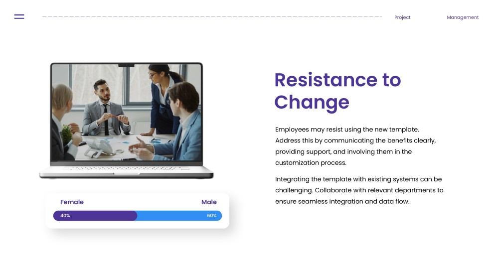 Purple Project Management Template with Organized Data Visualization