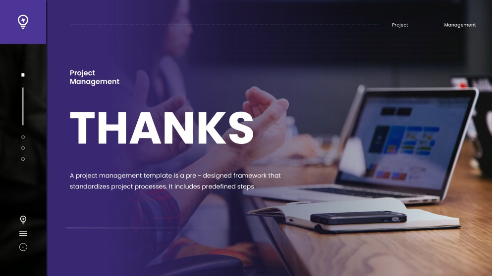 Purple Project Management Template with Organized Data Visualization