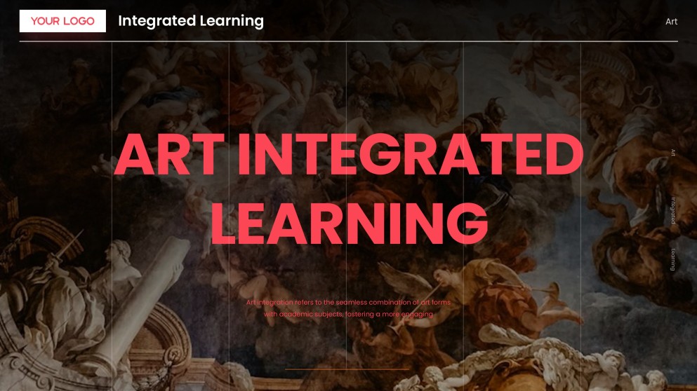 Red Art Integrated Learning PPT Template with Creative Photo Layouts
