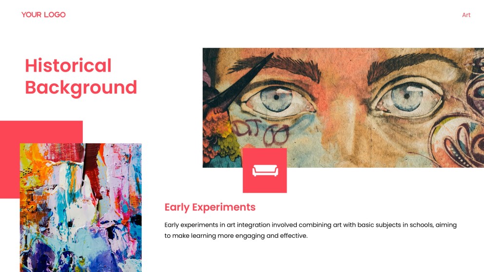 Red Art Integrated Learning PPT Template with Creative Photo Layouts