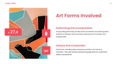 Red Art Integrated Learning PPT Template with Creative Photo Layouts