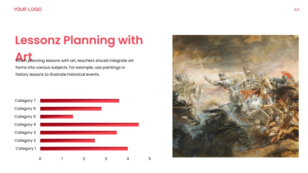 Red Art Integrated Learning PPT Template with Creative Photo Layouts