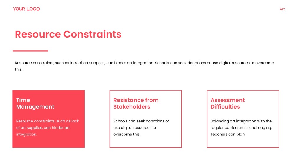 Red Art Integrated Learning PPT Template with Creative Photo Layouts