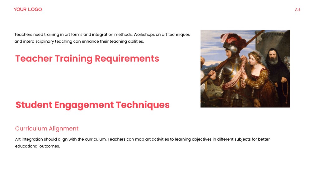 Red Art Integrated Learning PPT Template with Creative Photo Layouts